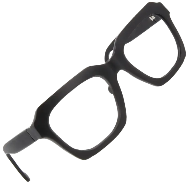 Schwarze Brille diagonal schräg